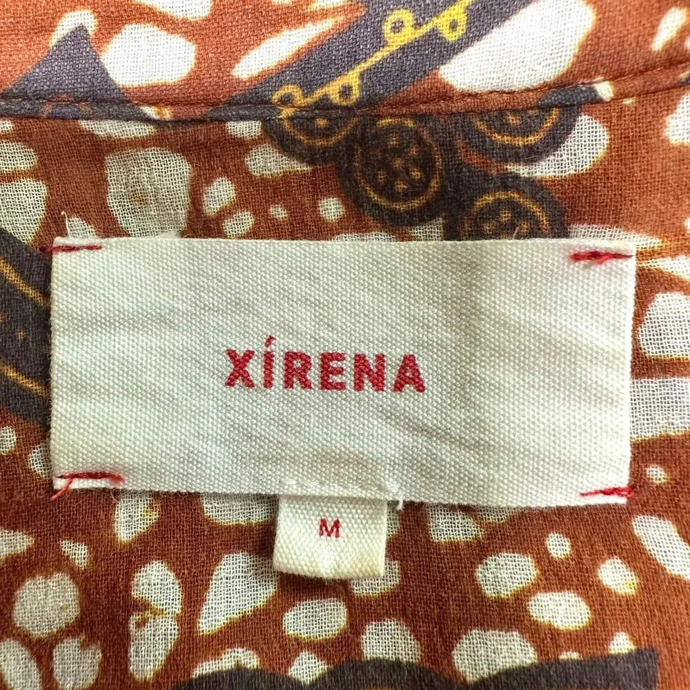 XIRENA The Aimi Blouse 100% Cotton Batik Floral Print Popover Women's M Boxy